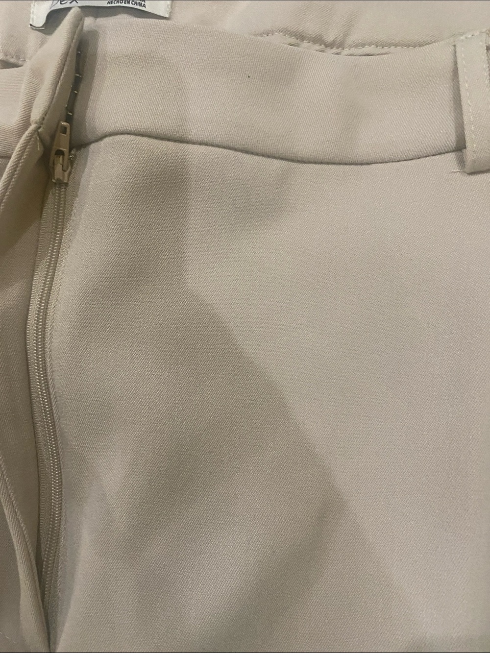 Women Plus Size Dress Pants; Classic Tailored Trousers in Light Beige - Picture 5 of 7